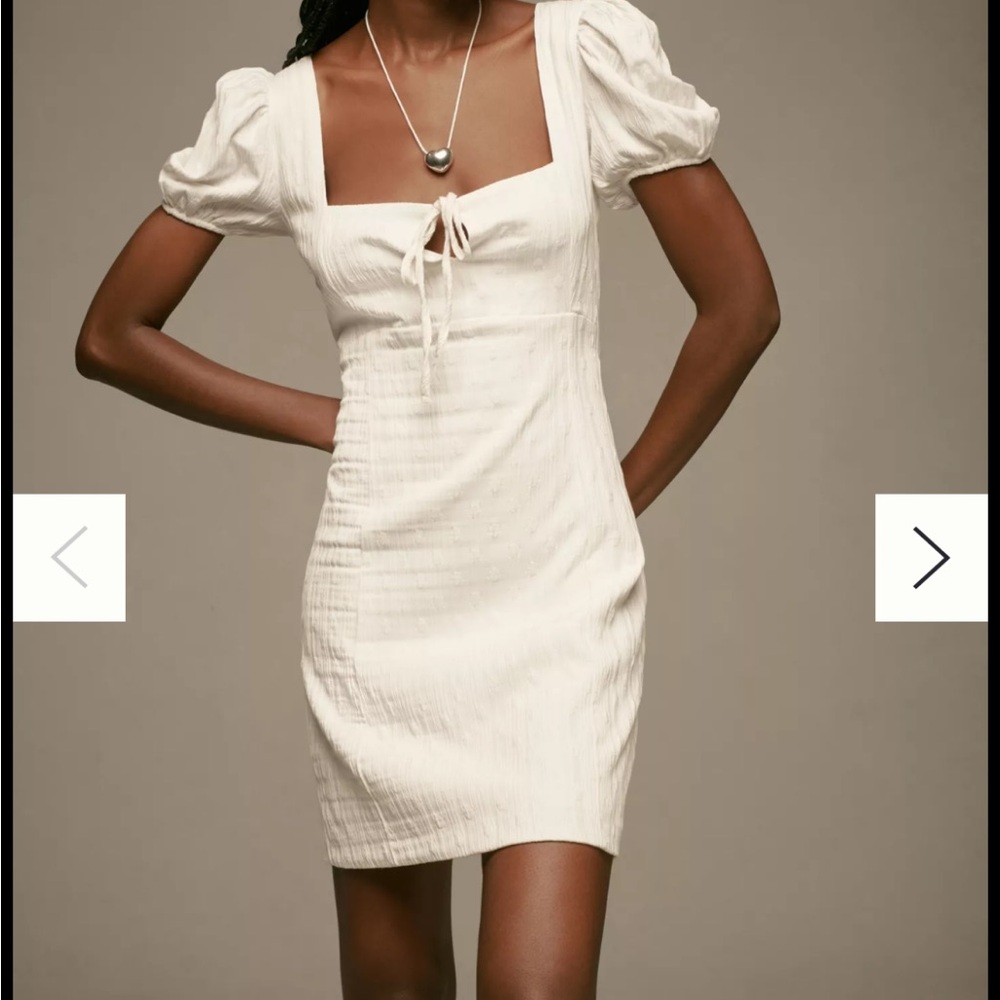 NWT Anthropologie White Puff Sleeve Dress- perfect for Graduation